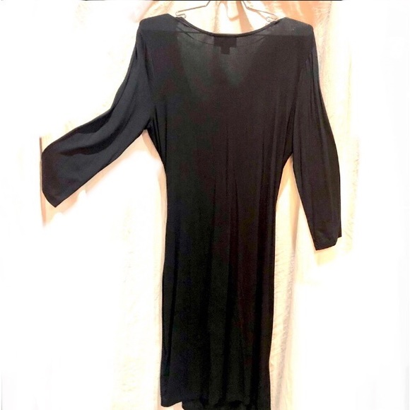 ATTENTION black 3/4 sleeves wrap dress with side zipper rouching size L NWT - Picture 3 of 10